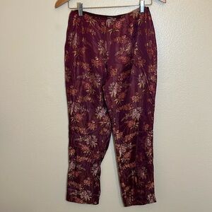 Ann Taylor Loft Maroon Floral Pants